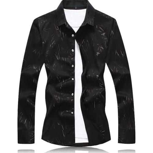 Hawaiian Beach Casual Black White Shirts For ManS 2021 Autumn Spring Clothes Long Sleeves OverSized-5XL 6XL 7XL