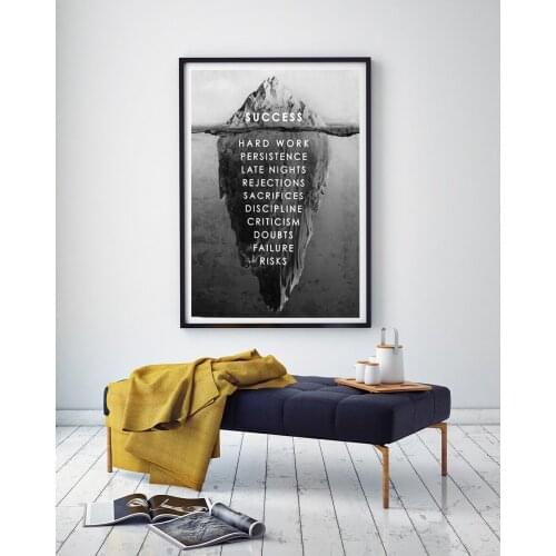 Orlco Art Ingredients For Success Black Iceberg Inspirational Wall Art Motivational Posters For Living Room