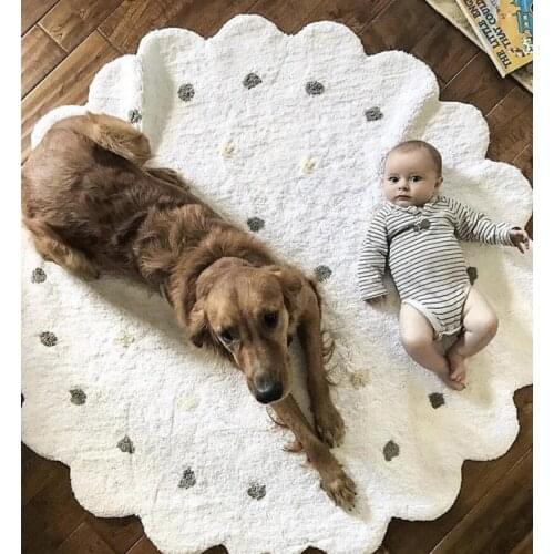 Nordic Childrens Carpet Dot Wavy Cotton Texture Mat Home Decoration Preschool Ground Rug Photography Baby photos Background Mat