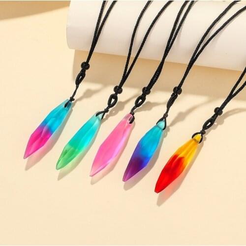 Colorful Aurora Resin Pendant Necklace Charm Jewelry for Women Girls Handmade Resin Clavicle Chain Choker Necklace Fashion Gifts