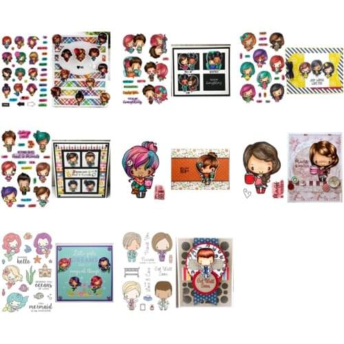 Cartoon Boy Girl Series Mermaid Warm Word Transparent Seal Clear Decorative Stamps Stencil for Diy Scrapbooking Paper Card New