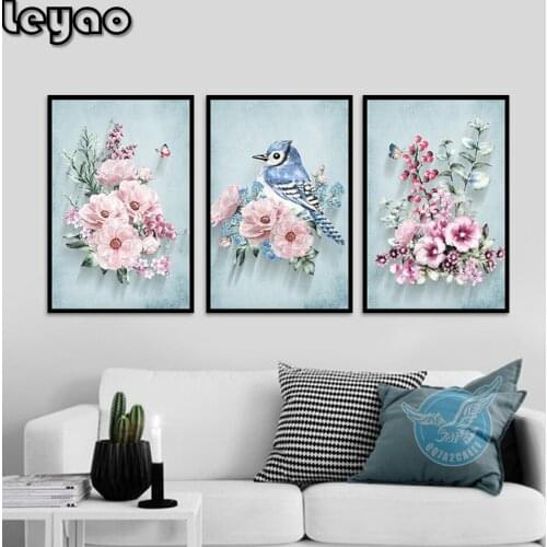 5 D Full Diamond Painting American Style Pink Flowers Diy Diamond Embroidery diamond painting Blue Birds diy diamond painting