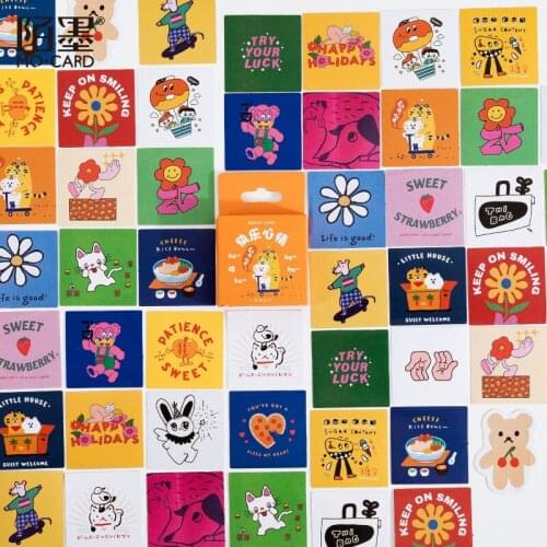45Pcs/box Cute Stickers Cartoon Animal Decorative Sticker Scrapbooking Kawaii Stick Label DIY Album Notebook Stationery Supplies