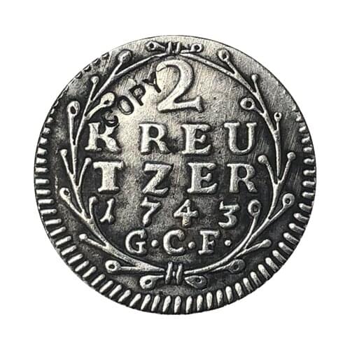 1743 German 2 Kreutzer - Ludwig VIII coins COPY 18MM