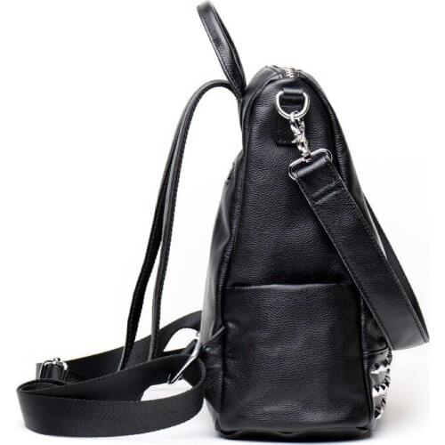 New Rivets Travel Fashion Leather Backpack Three Straps School Bagpack Teenager Girls Classic Preppy Style Big Back Pack