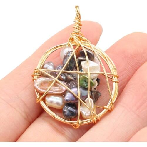 New Style Natural Freshwater Pearl Irregular Winding Round Pendant Oval For Jewelry Making DIY Necklace Bracelet Accessory