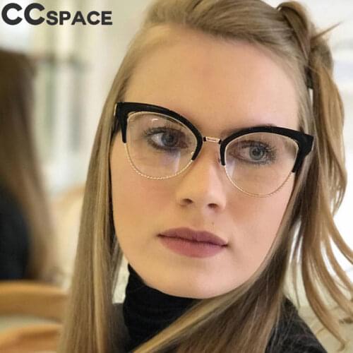 45640 Cat Eye Hollow Glasses Frames Women Trending Half Frame Optical Fashion Computer Glasses