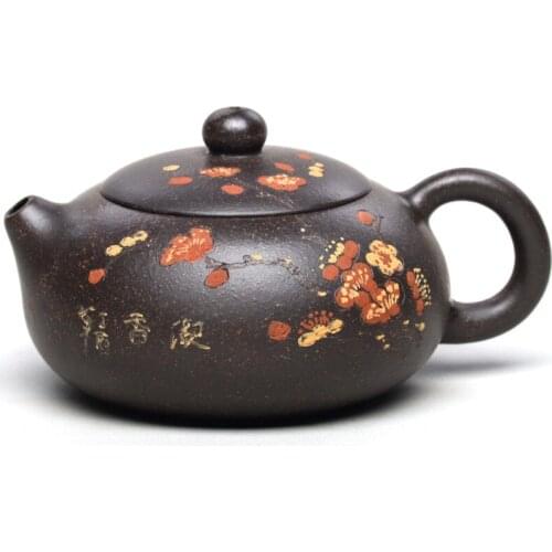 180ml Genuine Zisha teapot Xi Shi pot Yixing mine all handmade black gold sand tea pot Kung Fu tea table gift