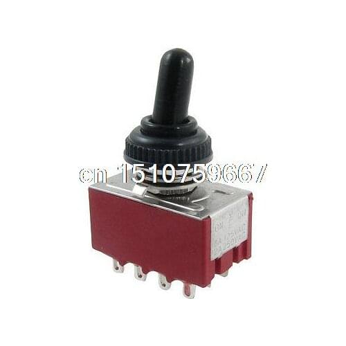 AC 250V 2A 125V 6A on/off/on 4P2T 4PDT 12 Pins Toggle Switch w Waterproof Boot