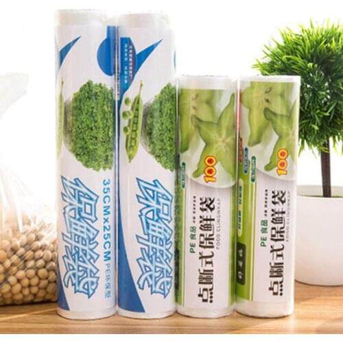 50pcs/ Roll Plastic Bags Wrap Kitchen Fresh Keeping Heat Sealer Food Saver Bag Vacuum Food Fruit Storage Bag