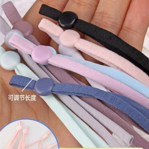 100Pcs Mask Sewing Elastic Band Cord with Adjustable Buckle Stretchy Mask Earloop Lanyard Earmuff Rope DIY Making Supplies