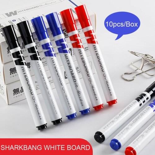 Sharkbang 10pcs/Sete 2.6mm Whiteboard Pen Black/Blue/Red Drawing Marker Oil Pens For Kids School Stationery Supplies Pens