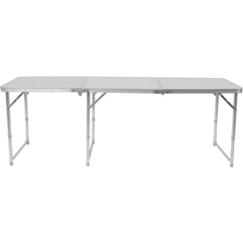 Aluminum Alloy Folding Table Camp Table Adjustable Collapsible White Table for Camping Outdoor Picnic 180 x 60 x 70cm
