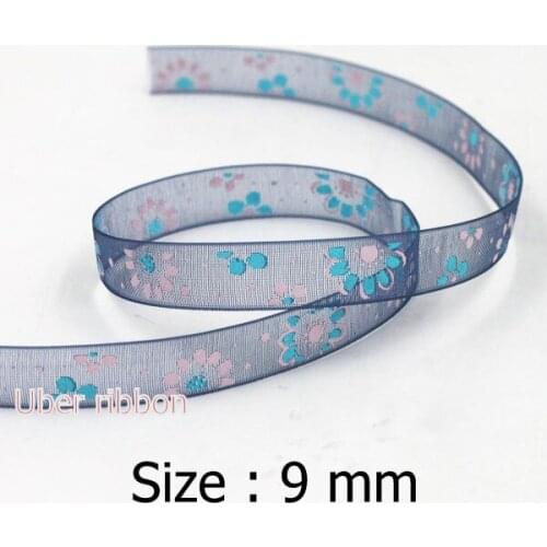 [Uber ribbon] 10Y 3/8"(9mm) Fancy Organza Flower Ribbon Gift Packing Tape