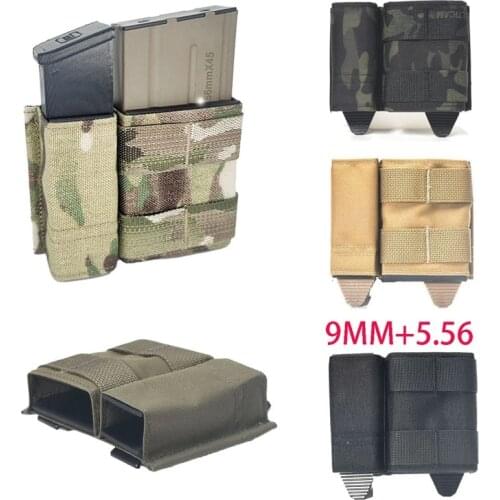 Tactical Airsoft 5.56 1+1 Side Double Magazine Pouch Multicam Molle Mag Ammo Pouch Bags