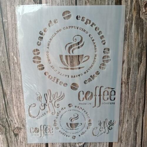 A4 Size DIY Craft Coffee Stencil for Painting on Wood,Fabric,Walls Art Scrapbooking Stamping Album Embossing Paper Cards