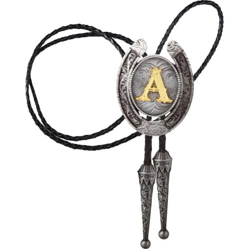 U shape Gold A-Z Cross bolo tie cowboy cowgirl western wedding Bolo tie leather necktie