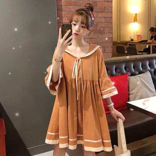 Merry Pretty Summer Sailor Style Dress Women Sailor Collar Short Sleeve Preppy Sweet Dresses Girls Navy Wind Bow Lolita Dress