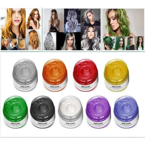 9 Color Fashion Colorful Hair Wax Pomade Silver Grandma Grey Disposable Natural Hair Strong Gel Cream Hair Dye For Women Men