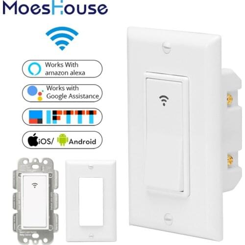 WiFi Smart Wall Light Switch Smart Life/Tuya Mobile APP Remote Control No Hub Required Works with Amazon Alexa Google Home IFTTT