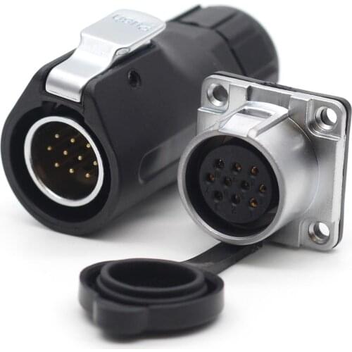 XHP20, Solar Energy Waterproof Connector 10 Pin Power Cable Circular Industrial Male Plug Female socket IP67