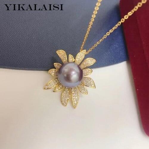 YIKALAISI 925 Sterling Silver Necklaces Jewelry For Women 11-12mm Oblate Natural Freshwater Pearl Pendants 2021 Wholesales