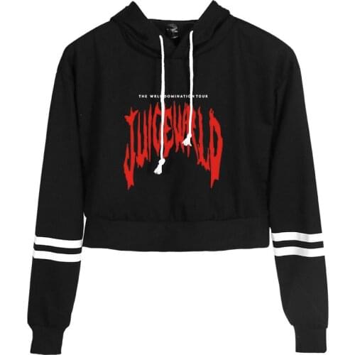 Personality Juice Wrld Hoodie Sexy Women High waist Black Short thin Sweatshirt Juice Wrld Hoodies Spring Autumn Cute Sportswear