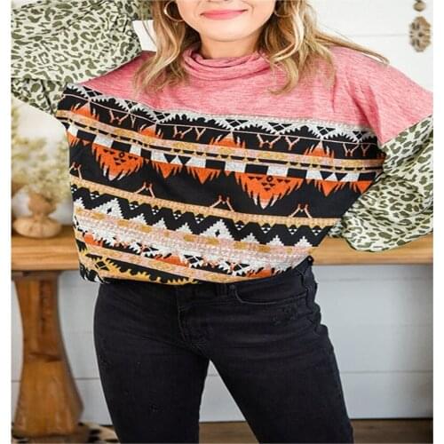 Womens Top Spring Autumn Patchwork Lantern Sleeve Color Matching T-Shirts Women Clothing 2021 Casual Y2K Ropa Mujer Loose Tops