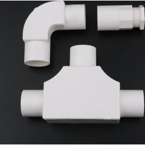 20pcs PVC Wire Junction Boxes Fire Retardant Home Improvement Wire Pipe Fittings PVC Elbow Tee 3-Way Connector