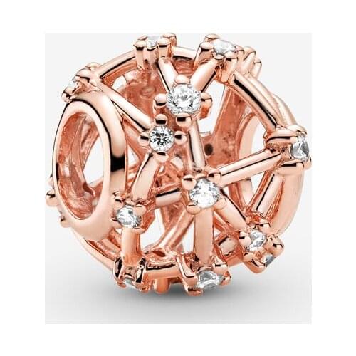 2020 Winter 925 Sterling Silver Rose Openwork Star Constellations Charms Fits Pandora Bracelet Charmsy Beads DIY Jewelry Gift