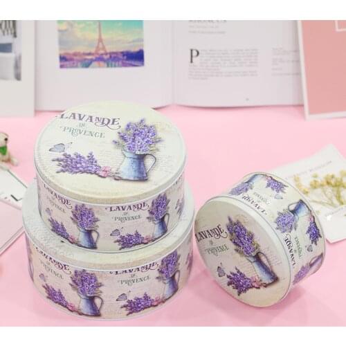 3 Pcs/Set Metal Box Lavender Cookies Chocoleta Candy Packaging Home Storage Decor Drawer Organizer Gift Box