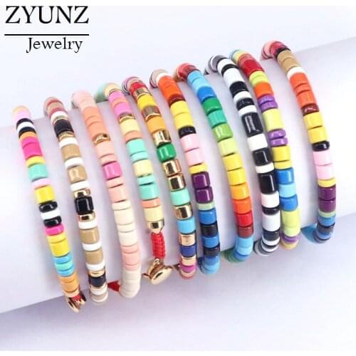 4PCS, Enamel Tile Beads Bracelets, Colorblock Bracelets, Enamel Beads, Trendy Tila, Stacking Bracelets, Bohemian Bracelets