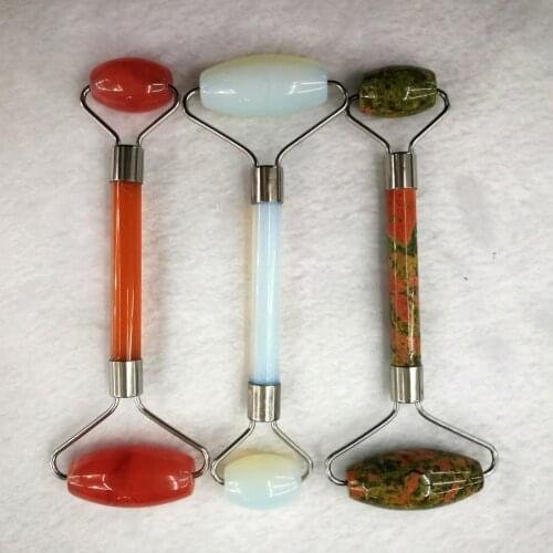 6pcs Beauty Care Crystal Roller Slimming Face Massage Lifting Tool Natural Stone Quartz Facial Massage Roller Skin Massage Free