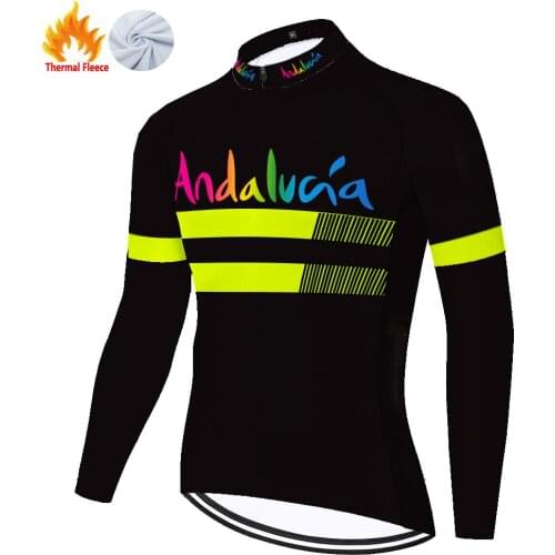 Andalucia Winter Thermal Fleece Mallots Velo Maglia Uomo Ropa Hombre Invierno Maillot Homme Jersey Camiseta Ciclismo Masculino