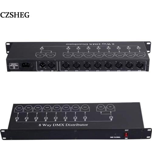 Free shipping Best quality 8CH DMX Splitter DMX512 Light Stage Lights Signal Amplifier Splitter 8 way DMX Distributor