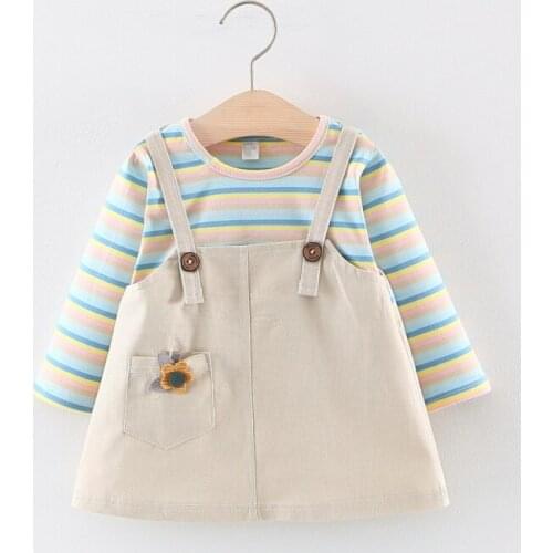 Baby Girls Dresses Baby Girls Clothes Casual Rainbow Striped Kids Princess Dress Cotton Autumn Spring Newborn Kids Clothing