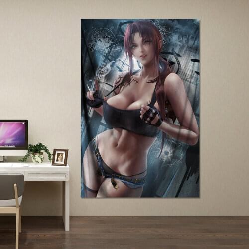 Black Lagoon Canvas Poster Decorative painting Revy Wall Art for living room Bedroom R18 Adult Anime Comic Painting Art