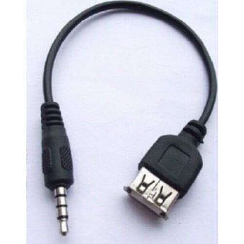 Black 3.5mm Male Stereo AUX Audio Car Plug Jack To USB 2.0 Female Converter Cable Line Cord For Car Extended MP3