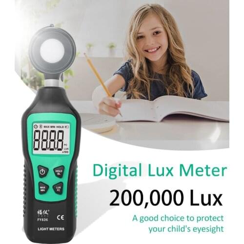 Digital Photometer Tester Enviromental Testing Lux Meter 0~200,000lux Range Light Meter Pocket Design Illuminometer Lux/fc
