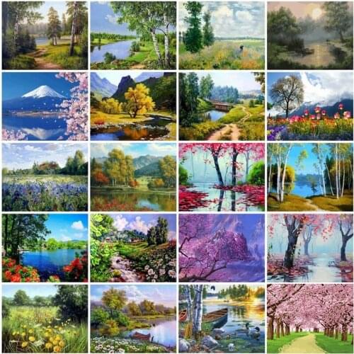 GATYZTORY Paint By Numbers Landscape Kits For Adults Kids Lake Tree Drawing On Canvas Acrylic Paints Decorative Frames Home Deco