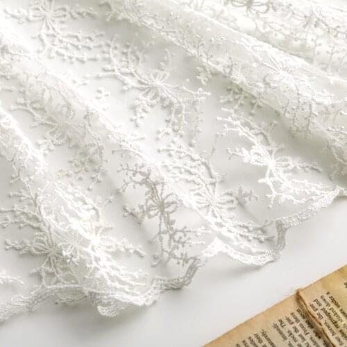 Exquisite mesh tulle face fabric white embroidered lace fabric dress skirt cloth tablecloth background cloth handmade diy