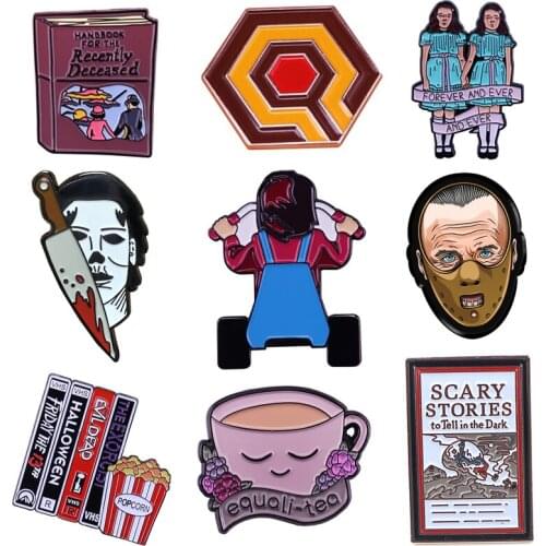 K2209 Cartoon Classic Enamel Pin Badge Brooch Horror Movies Lovers Denim Shirt Lapel Pins Halloween gift