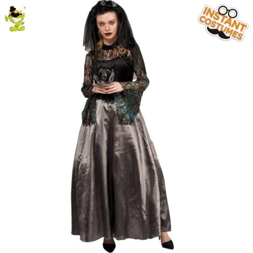 Devil Evil Woman Costume Ladies Purim Party Elegant Noble Black Long Fancy Dress Outfit Costume for Cosplay Party