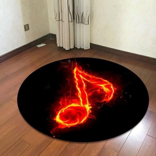 Creative Cartoon Musical Notes Psychedelic Divination Non-slip Round Rug Floor Mat Bedroom Living Room Home Decoration