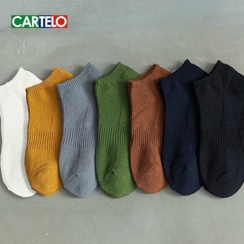 CARTELO Hot Sale Solid Cotton Classic retro Mens Socks New Casual Sport Concise Academy Low Tube Korea Socks Soft Male Socks
