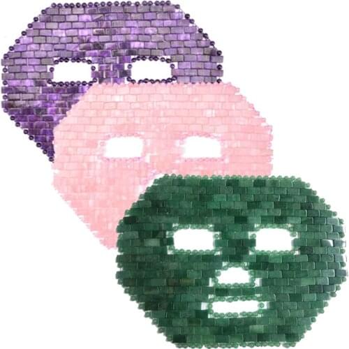 Hand Made Crystal Sleep Mask Natural Amethyst Face Mask Cold Therapy Facial Mask Rose Quartz Sleeping Masks Cooling Massager