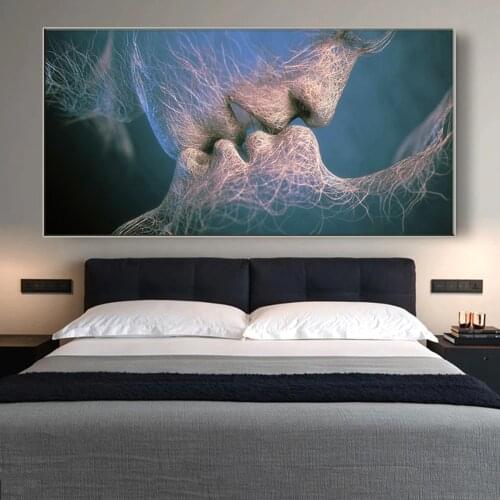 Black Love Kiss Home Decoration Living Room Modular Poster Without Frame Painted on Casual Art Canvas Abstract Artwork