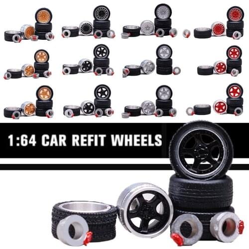 Montessori Car Model Alloy Wheel Rubber Tire Modification Parts Y1N2