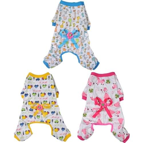 New arrive Pet Cartoon Printed Cotton Pajamas Small Dog Cat Jumpsuit Coat Shirt Clothes For Teddy Small Dogs