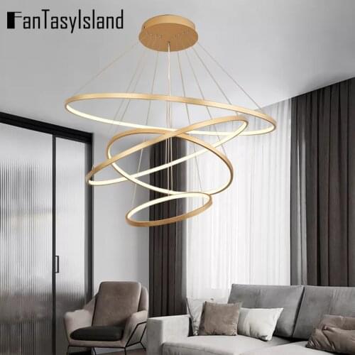 New Modern LED Chandeliers Lights For Living Room Dining Room Bedroom Circle Round Ring Indoor Lighting Hanging Lamps Chandelier